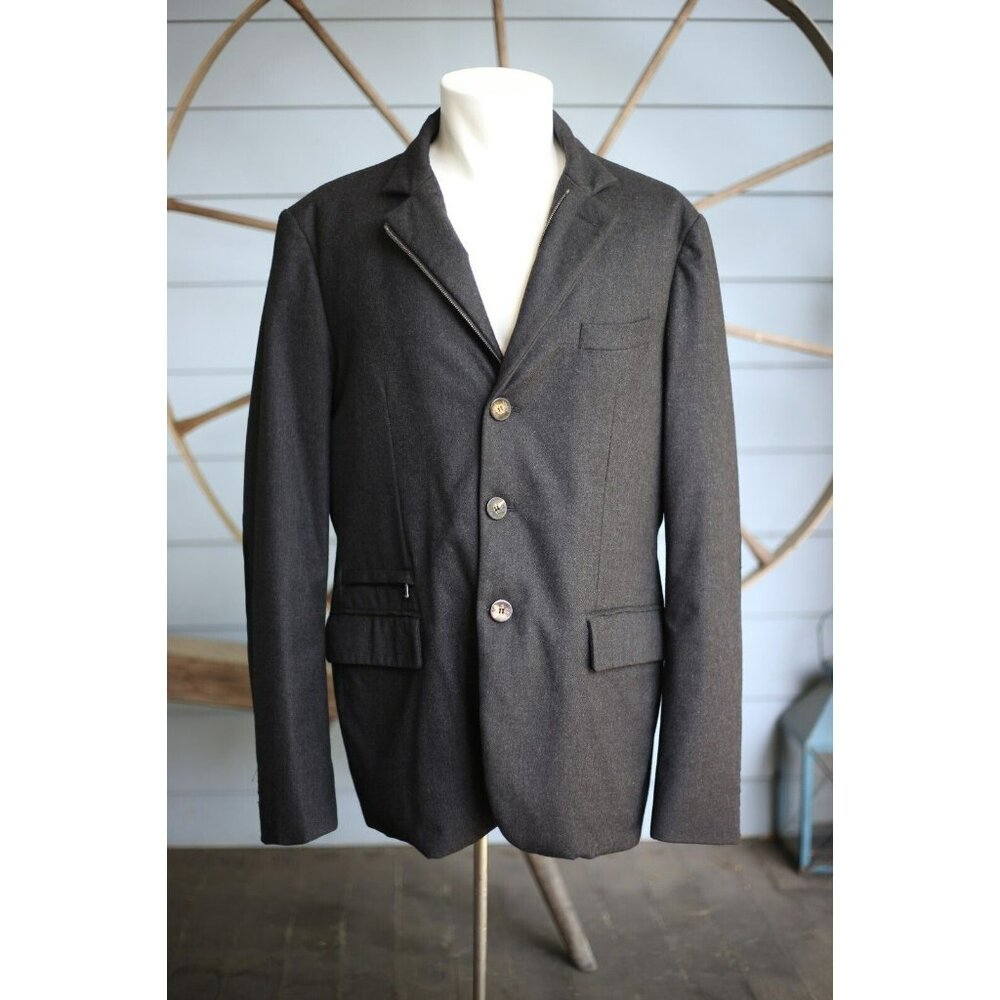 $3,995 Isaia Napoli Tailored Wool Padded Winter Blazer SZ 52/42 Large Grey MINT